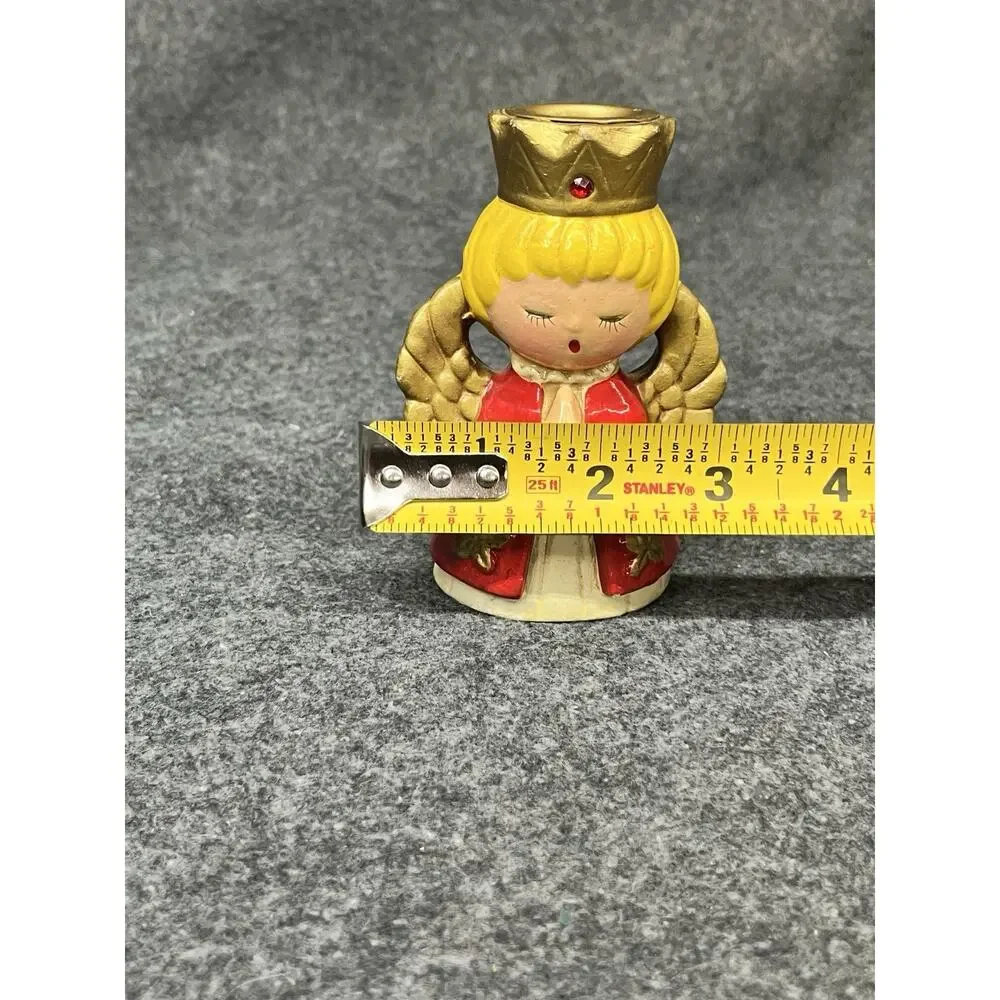 VTG ARDCO Christmas Angel Candle Holder Chalkware Singing Choir Crown Japan MCM